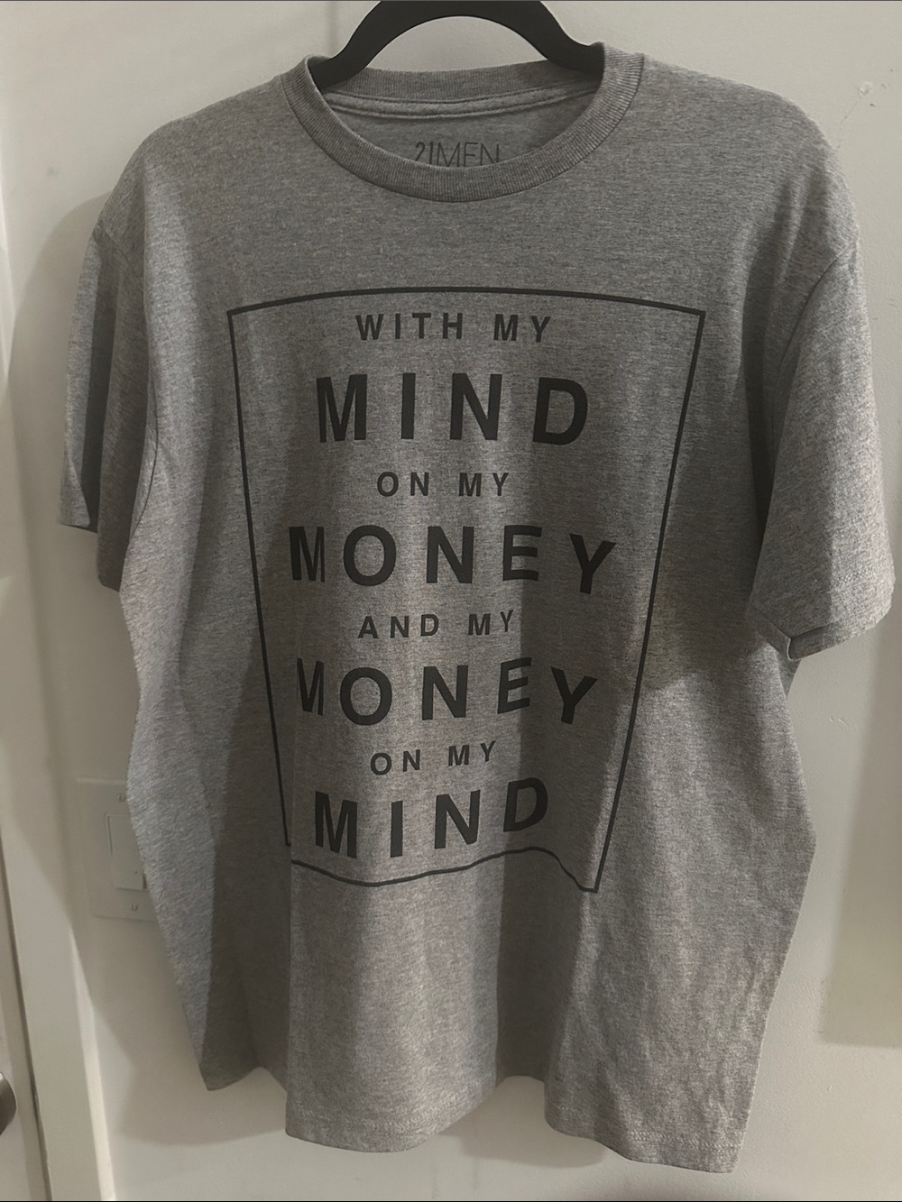 21MEN Gray Graphic Crewneck Tee with Snoop Dogg Print